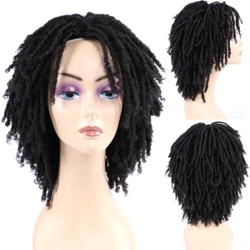 Sissis Short Dreadlock Hair Wig Soft Faux Locs Braiding Ombre Crochet Twist Hair Wigs For Black Women Synthetic Braided Wigs