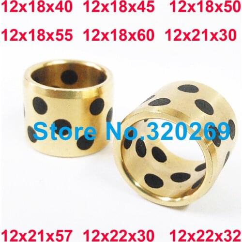 1PC JDB Graphite Copper Sleeve Sintered Bushing Self Lubricating Bearing ID12MM 12x18x40 12x18x45 12x18x50 12x18x55 12x18x60