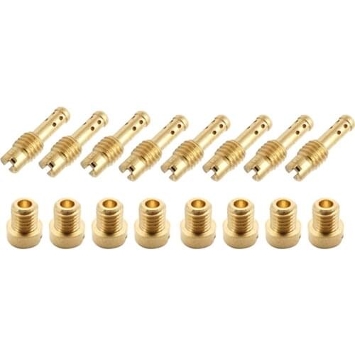 16pcs/ Set Motorcycle Carburetter Brass 8 Bleed Holes Pilot Jets M5 Main Jets 5x0.8 5x0.75mm Thread