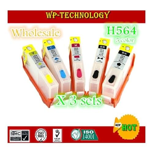 [3 sets wholesale] 5color Empty Refill cartridge suit for HP564, suit for HP D5460,D5463,D5468,C5324,C5370,C5373,C5380
