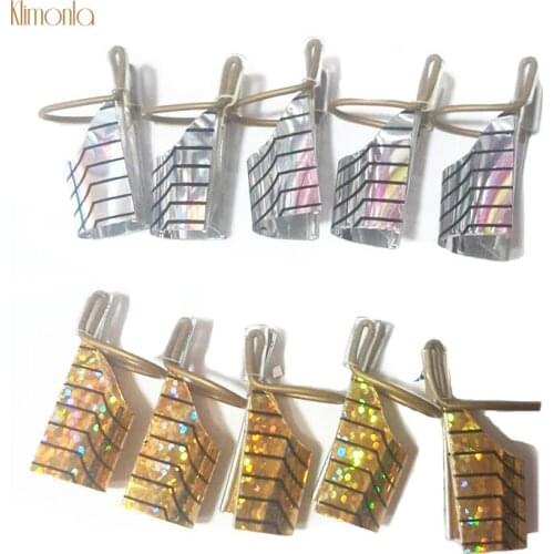 5pcs/box Gold Sliver Nail Form Reusable Metal Extension Guide Tips For Gel Polish Extended Builder Manicure Tools