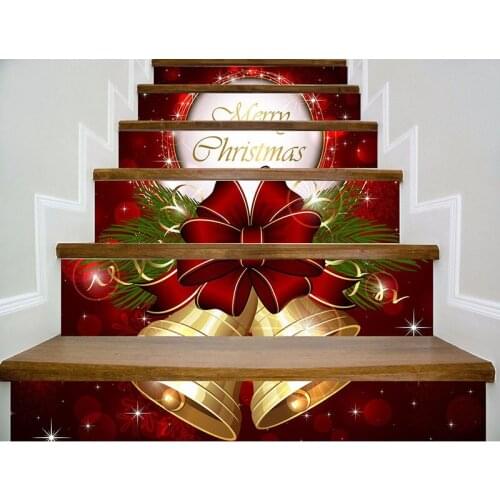 2020 NEW Merry Christmas Stair Stickers 6pcs Waterproof Christmas Theme Wall Stickers Santa Claus Staircase Mural Self-adhesive