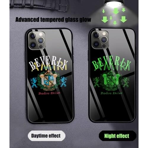 American brand design-Amiri Phone Case Glow Luminous Tempered Glass For iPhone 11 12 Pro XR XS MAX 8 X 7 6S Plus SE 12Mini cover