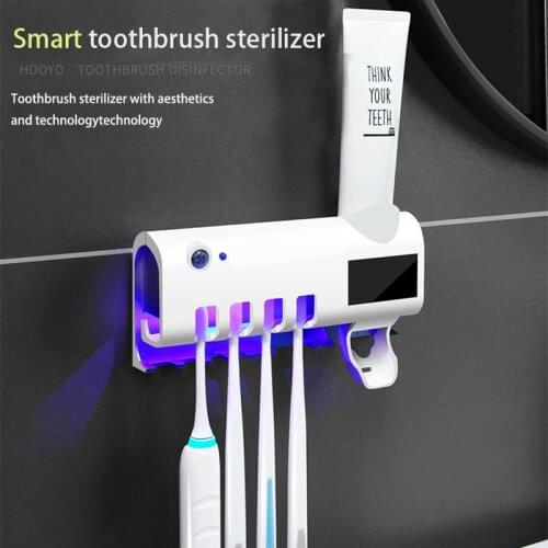 Solar Energy UV Toothbrush Holder Double Layer Sterilizer Automatic Toothpaste Dispenser Wall-mounted Bathroom Accessories