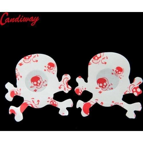 10 Pairs Disposable Adhesive Non-woven Fabric Heart Star Red Skull Nipple Sticker Invisible Bra Halloween Role Play Accessories