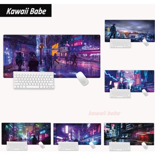 Gamer Desk Mats Mouse Pad Large City Pattern Laptop Mouse Mat Cute Kawaii Gaming Desk Pad for Office Computer Keyboard Deskpad