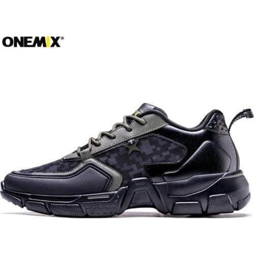 ONEMIX 2021 Style Men Running Shoes Ourdoor Jogging Trekking Sneakers Thick Leather Athletic Shoes Men Military Boots Work Shoes