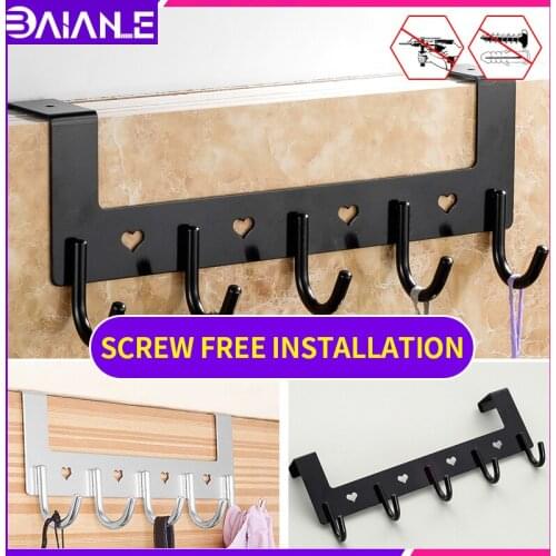 On doors coat hook screw free installation bathroom robe hooks toilet key rack on doorshotel bedroom Clothes hook