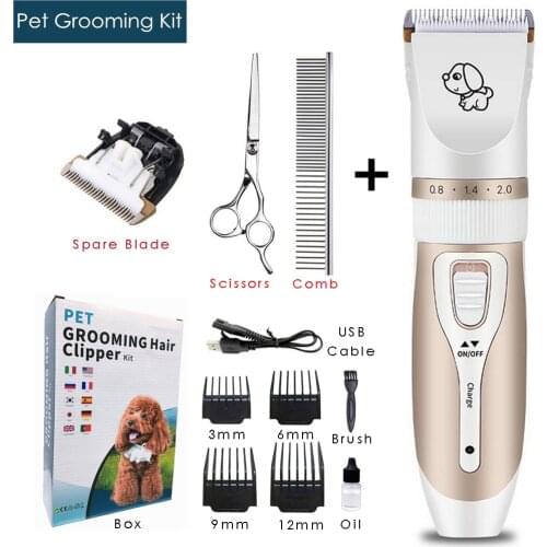 Rechargeable Low-noise Pet Dog Hair Trimmer Shaver Electric Scissors Animals Grooming Clippers Cat Cutter Pets Hair Cut Machine