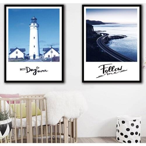 Lighthouse Seaside Road Modern Minimalist Wall Art Decoration Wall Canvas Painting Home Decoration B5012