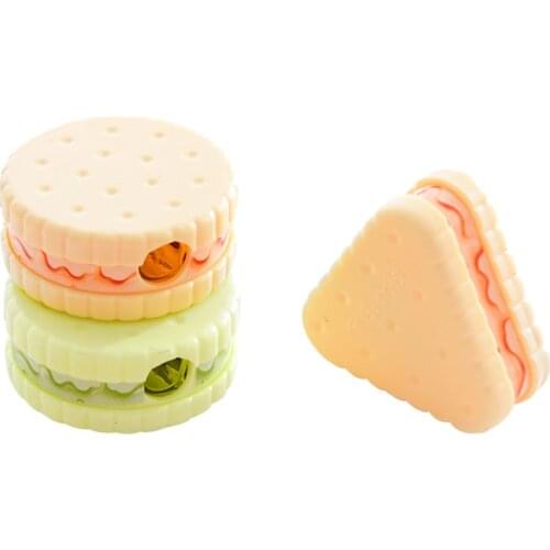 Cute biscuit shape pencil sharpener single hole creative pencil sharpener Manual Stationery Pencil Sharpener for Office School