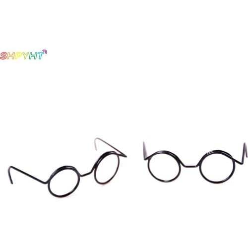 2PCS Cute Round Frame Lensless Retro cool doll glasses Dolls Accessory for blyth dolls toy Round frame lensless glasses