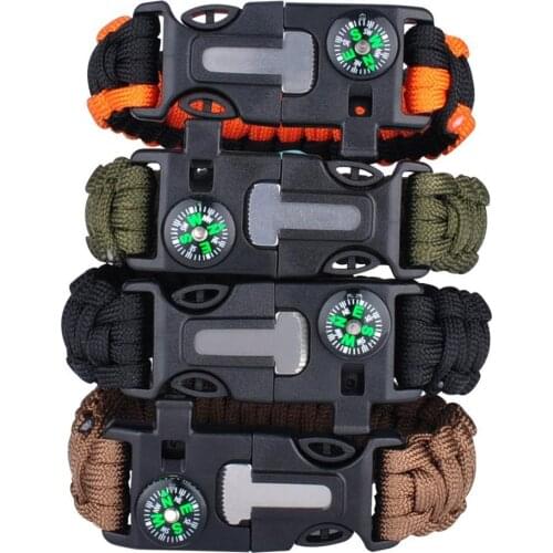 Multi-function Military Emergency Survival Paracord 4mm Bracelet Outdoor Scraper Whistle buckle paracord tools 550 paracord