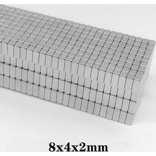 20~800PCS 8X4X2 mm neodymium permanent magnet 8mm X 4mm Permanent Neodymium Magnet Strong 8x4x2mm Small Block Magnet 8*4*2 mm