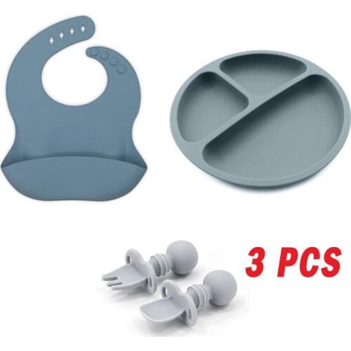 2021 New Fashion Silicon Baby Bib Bowl and Spoon Waterproof Infant Bibs Adjustable Newborn Boys Girls Three-piece Suit for Baby