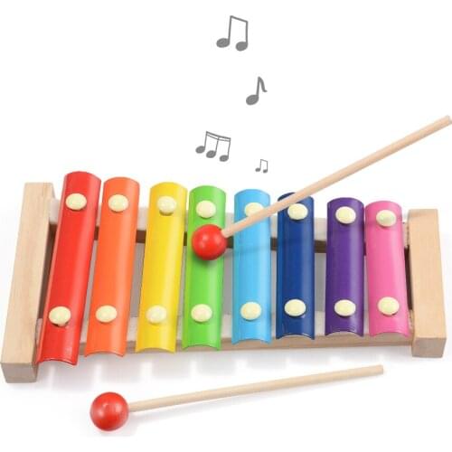 New Wooden Xylophone Toys Wooden Music Instrument Montessori Children 'S Educational Early Hand Knocking Piano Gift for Kids