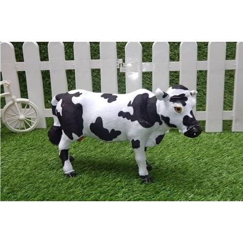 Polyethylene&furs cow large 30x20cm model prop,home decoration Xmas gift w1279
