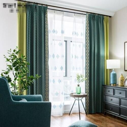 Custom curtains high class Simple American Modern Parlor Thickened Embroidery Yarn cloth blackout curtain tulle drapes N389