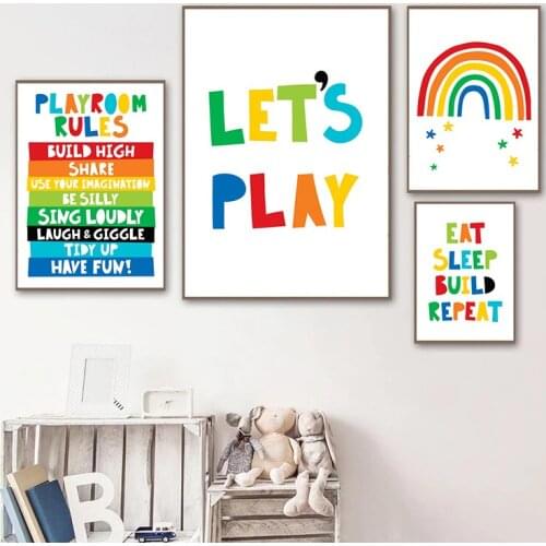 Nursery Poster Print Rainbow Happy Kid Bedroom Nordic Wall Art Canvas Painting Children Room Decoration Picture Playroom Decor