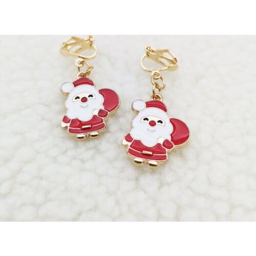 Christmas Santa Claus Red Bag Earrings for Women Girls Fashion Jewelry New Year Gift