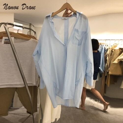 Sun Protection Clothing Womens Jacket Shirt New Long-sleeved Solid Color Shirt Loose and Versatile Drape Summer Thin Cardigan