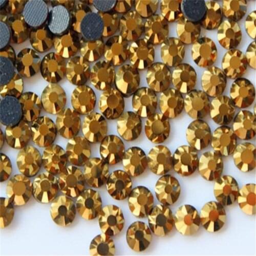 SS6 SS10 SS16 1440PCS Hematite Gold Color DMC Crystal Rhinestones DIY Loose Glue HotFix Crystal Rhinestone Garment Decoration
