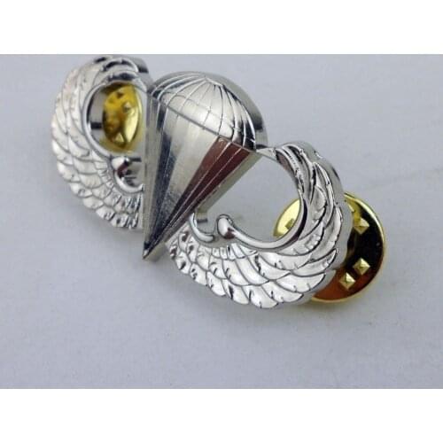 WW2 STYLE US ARMY AIRBORNE PARACHUTE MILITARY JUMP WING BADGE INSIGNIA SILVER