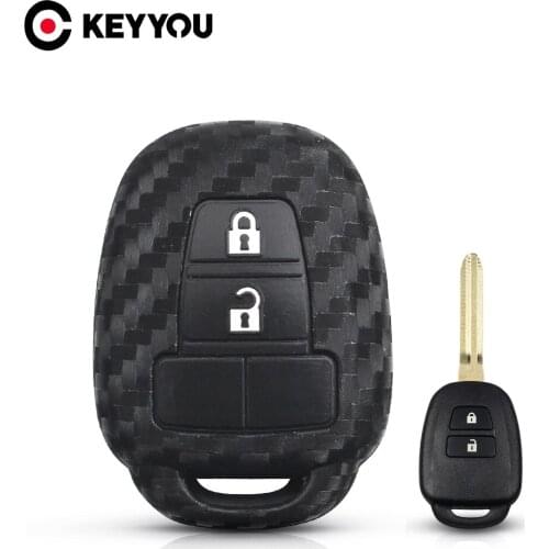 KEYYOU 2 Button Silicone Car Key Case For Toyota CAMRY RAV4 Prius Corolla 2012 2013 2014 2015 Car Key Protective Cover