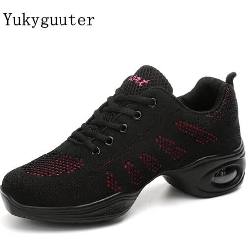 Dance Shoes Woman Ladies Modern Soft Outsole Jazz Sneakers Mesh Breathable Lightweight Female Dancing Fitness Shoes Sport