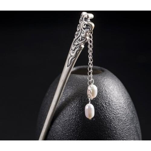 925 Sterling Silver Hair Pins for Women Pearl Tassel Hair Stick Wedding Accessories Bride Jewelry Hanfu Ancient Chinese Hairpin