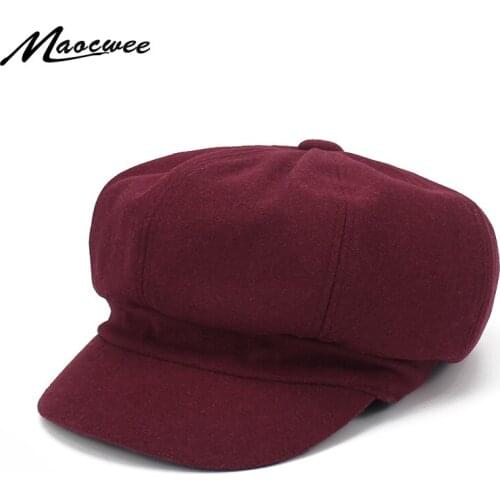 Female Beret Retro Elegant Winter Woolen Cloth Cap Woman Girl Flat Spring Newsboy Warm Hat Autumn Artist Cotton Women Berets Hat