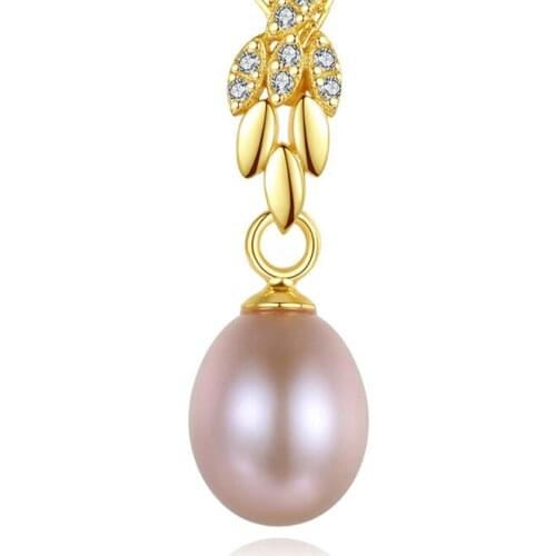 Classic 100% 925 Sterling Silver Leaf Fruit Natural Pearl Colorful Pendant Necklace For Women High Carbon Diamond Fine Jewelry