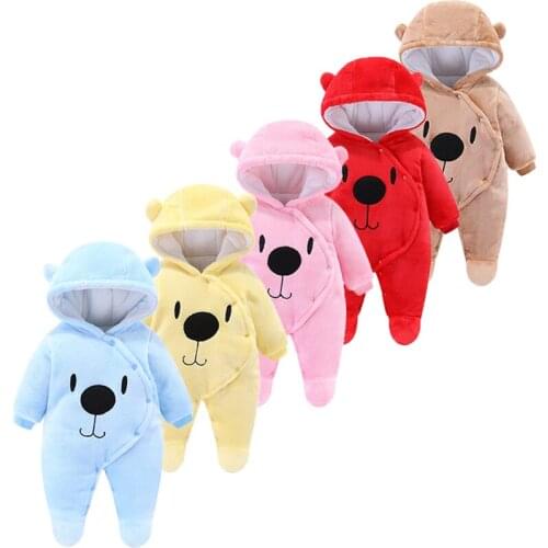 Winter Baby Pajamas Newborn Girl Romper Wrap Foot Fall Toddler Boy Warm Sleeper Hooded Cartoon Infant Sleepwear Solid Color Cute