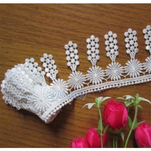 1 yard White Polyester Tassel Flower Embroidered Lace Trim Ribbon Fabric Handmade DIY Wedding Sewing Supplies Craft Decoration