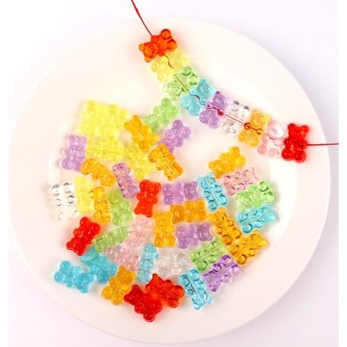 10pcs Spacer Gummy Bear Charm Beads for Jewelry Making Earrings Bracelets DIY Necklaces Key Phone Chains Charms Craft 11X18mm