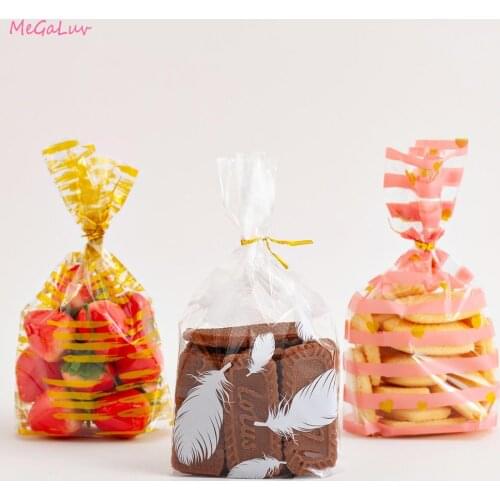 100pcs Polka Dots Treat Bags With 100PCS Metallic Twist Ties Cookie Candy Packaging Gift Bag Cellophane Bags For Wedding Party