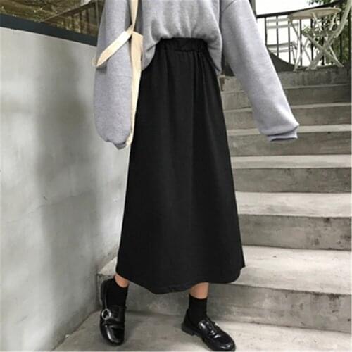 2021 3XL 4XL Korean Preppy Style Girls Women Autumn Spring Fashion Solid Black Split High Waist Long Pencil Skirts S-5XL ZY5786