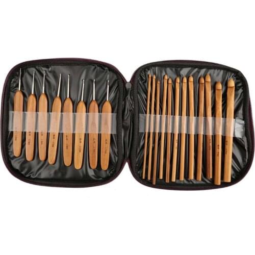 22 pcs/set Knitting Needles Crochet Hooks Tool Bamboo Yarn Crochet Needles DIY Sweater Sewing Needles Kit Craft Case Crochet Set