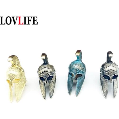 4 Colors Available Brass Spartan Warrior Helmet Umbrella Rope Knife Bead Jewelry DIY Keychain Lanyard Accessory EDC Tool Pendant