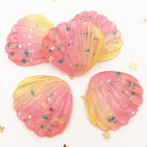 6PCS Glitter Colorful Paillette Big Shell Flat Back Cabochon Rhinestone Ornament Home Figurines Craft DIY Scrapbook OW890
