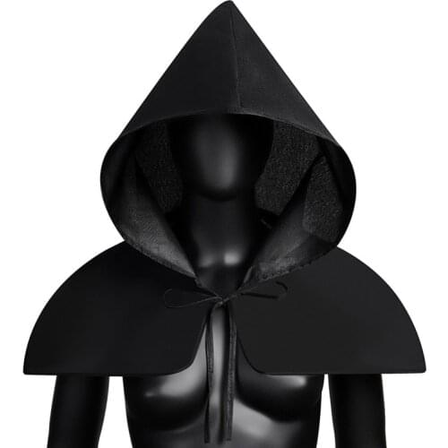 Halloween Costume Accessories Hat Black Half-Length Cloak Mystery Man Cosplay Turban Accessories Halloween Headgear