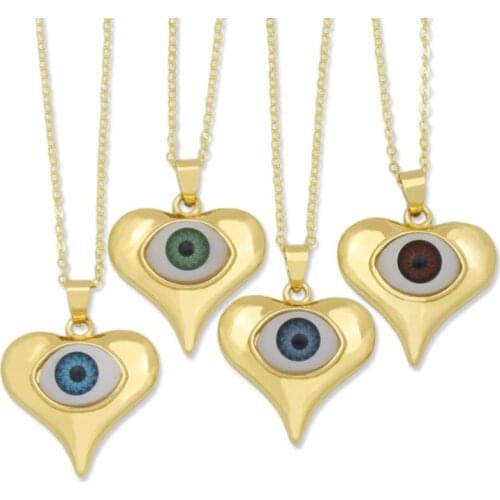 Gold Chain Necklaces for Woman High Quility Copper Classic Geometric Lucky Heart Evil Eye Turkish Jewelry Birthday Gifts