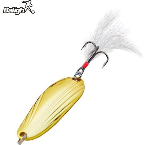 Balight 5pc Metal Spinner Spoon Fishing Lure Sequin with Feather 3g 5g Artificial Bait For Pike Trout Bass Catfish Fishing Tools