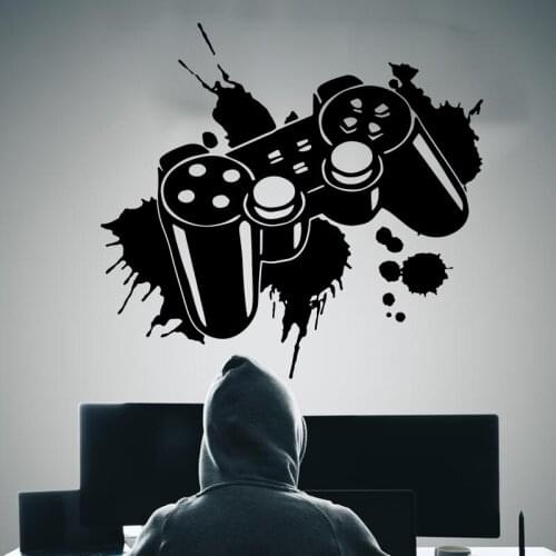 Large Graffiti Video Game Controller Joystickers Wall Sticker Playroom Banksy Gaming Zone Gamer Gamepad Wall Decal Vinyl Decor