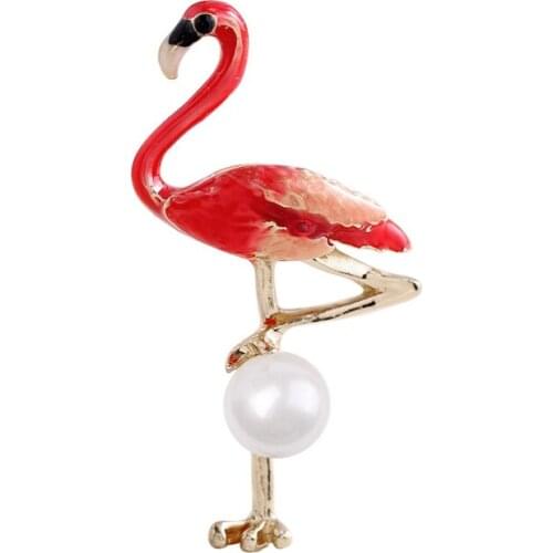 Cute Enamel Flamingo Brooches Unisex Women and Men Brooch Pin Bird Animal Broches Fashion Dress Coat Accessories Jewelry