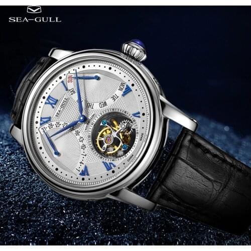Seagull Tourbillon Watch Mens Automatic Mechanical Watch Multifunctional Calendar Week Business Watch Luxury Brand ST8004ZS