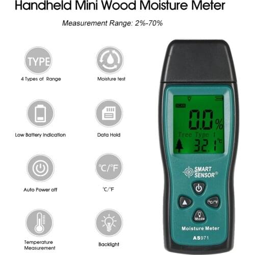 Mini digital Wood Moisture Meter LCD Lumber Damp Meter analyzer timber Moisture Detector Tester 2 Pin Probe Range 2%~70