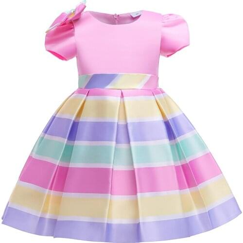 Childrens Clothing 2021 Flower Girls Wedding Dress Christening Big Bow Birthday Party Gown Princess Dress for 2-10 Year Girls