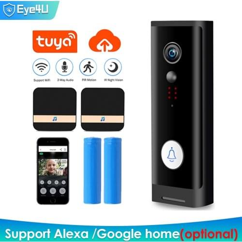 Smart Tuya Video Doorbell 1080P HD WIFI Wireless Home Camera Video Intercom Battery Door Bell 166 Degree View PIR Motion