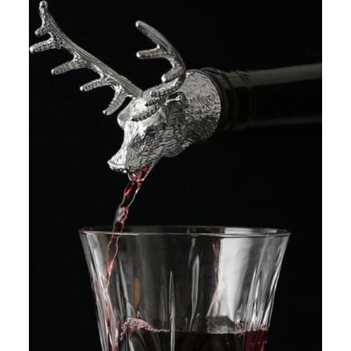 Deer Head Shaped Wine Pourer Animal Bottle Stopper Creative Wine Liquor Pourer For Bar Party Restaurant Pourer Decanter